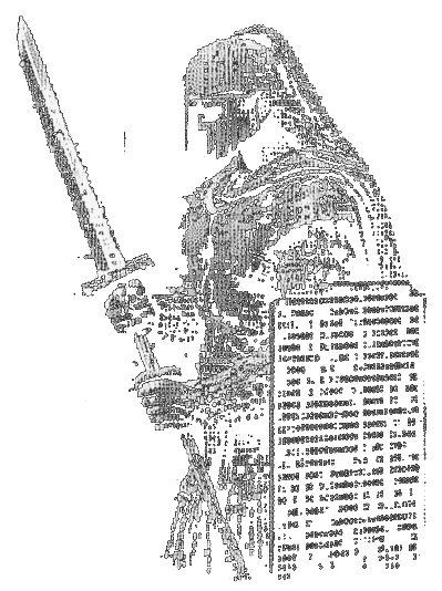 A single armored knight, alone, holding a sword and shield.